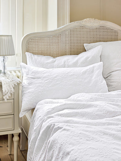 Next Shabby Chic Set of 2 White Textured Floral Matelasse Pillowcases- Buy online at McGrocer