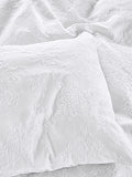 Shabby Chic white floral matelasse pillowcases, imported from the UK