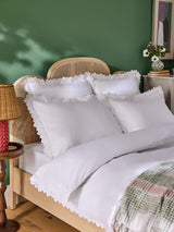 Next Nina Campbell Set of 2 White Jester Scallop Spot 200 Thread Count Cotton Pillowcases- Buy online at McGrocer