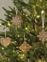 Next Decoris Set of 4 Gingerbread Stars and Heart Christmas Baubles- Buy online at McGrocer
