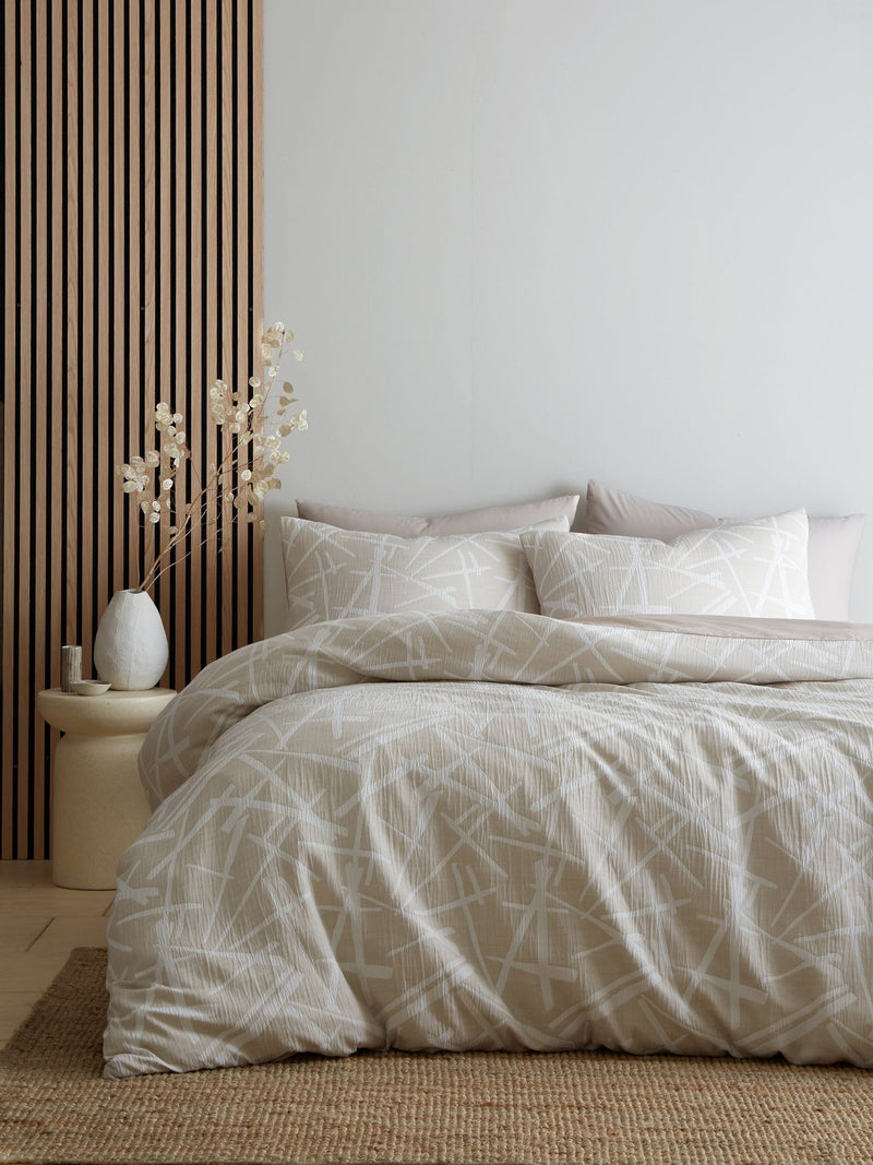 Appletree Natural Otto Textured Jacquard duvet cover set - British product