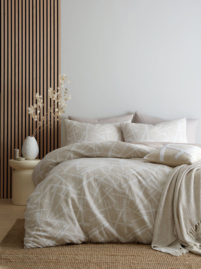 Appletree Natural Otto Textured Jacquard duvet cover set - British product