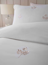 Next Serene Natural Emily Embroidery Microfibre Duvet Cover Set- Buy online at McGrocer
