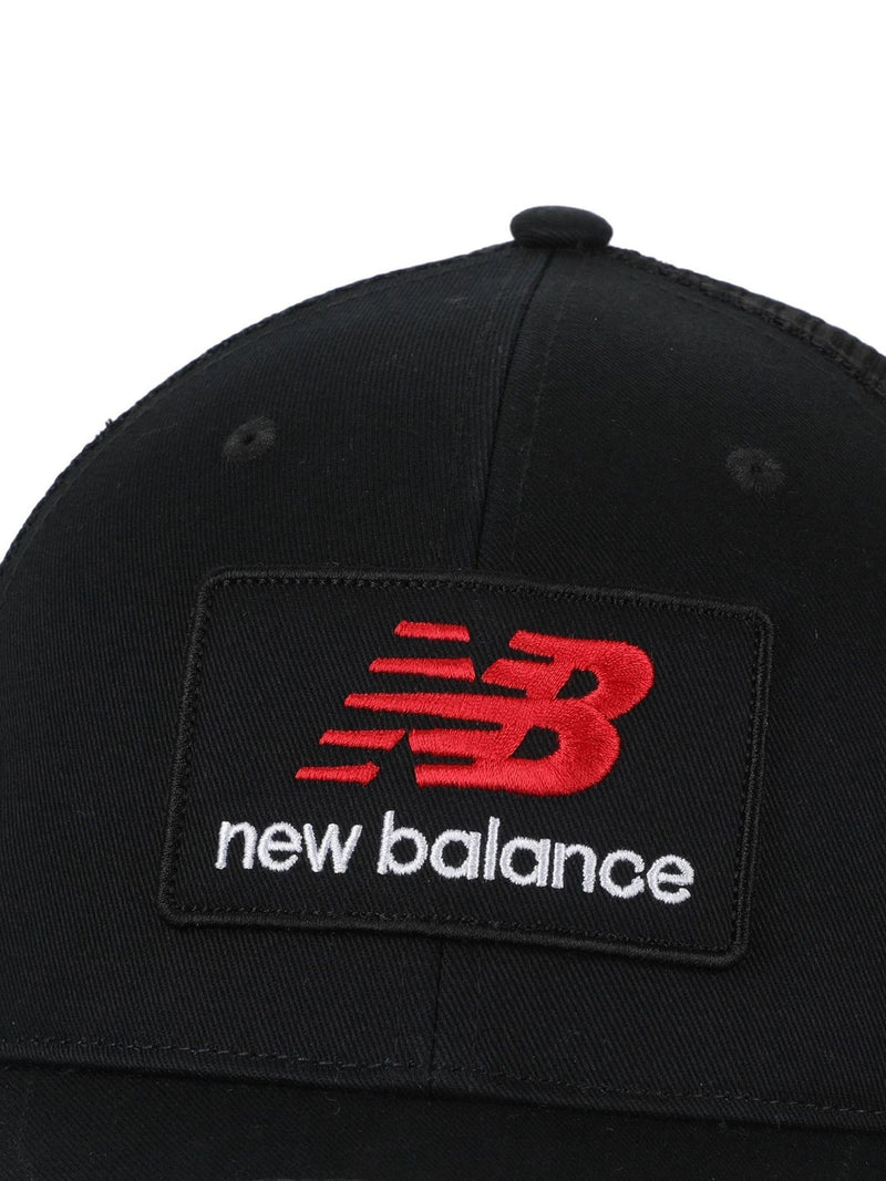 New Balance black stacked patch logo trucker hat, UK version
