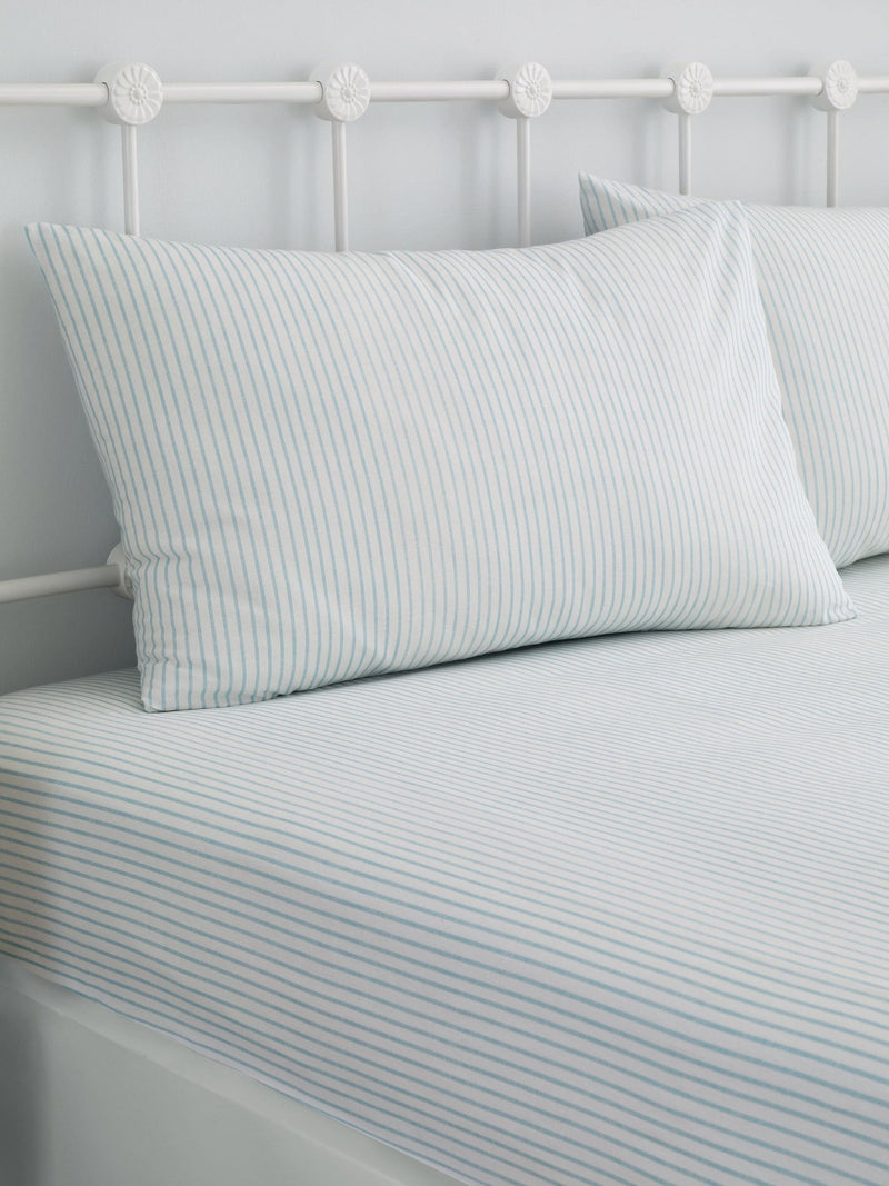 Dreams & Drapes Blue Finlay Stripe fitted bed sheet set 28cm - British product