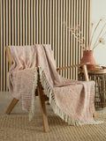 Appletree Myan cotton throw blanket in terracotta, UK version
