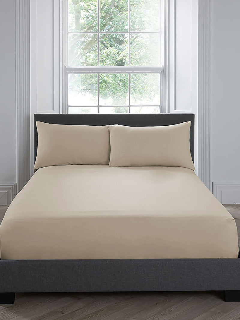 Appletree natural plain dye cotton deep fitted bed sheet - British product