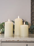 Lights4fun Natural TruGlow rechargeable LED pillar candle trio 15cm, UK version
