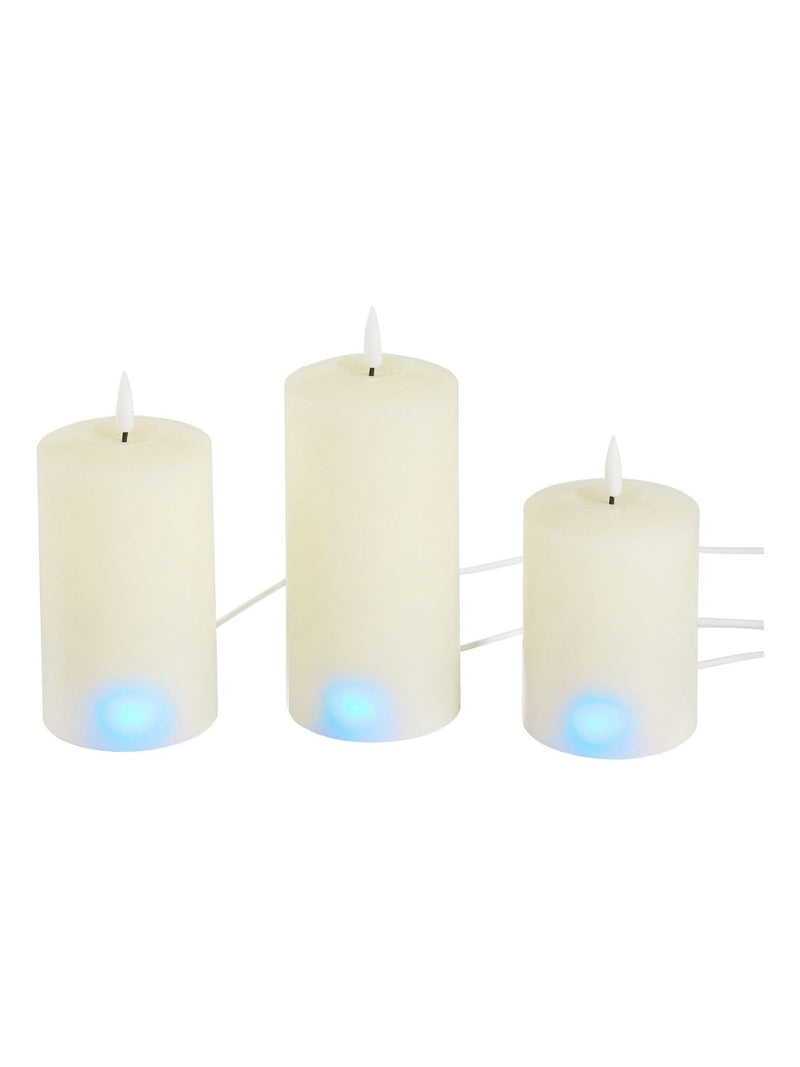 Lights4fun Natural TruGlow rechargeable LED pillar candle trio 15cm, UK version