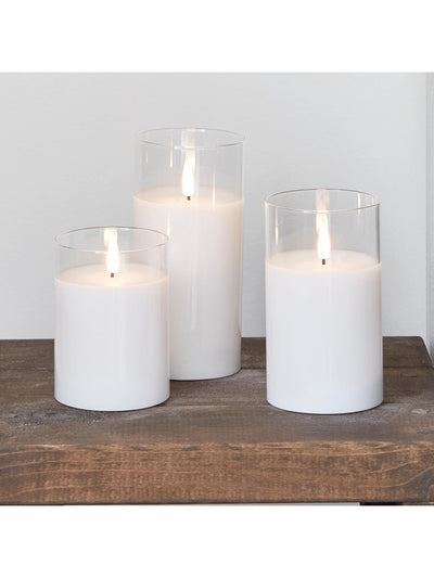 Neste Lights4fun Hvit TruGlow® LED Glasskandle Trio Søylekandeler 15 cm - Kjøp online hos McGrocer
