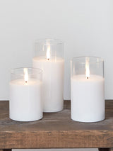 Next Lights4fun White TruGlow® LED Glass Candle Trio Pillar Candles 15cm- Buy online at McGrocer