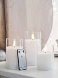 Lights4fun White TruGlow LED glass candle trio 15cm, UK version