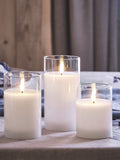 Lights4fun White TruGlow LED glass candle trio 15cm, UK version