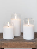 Lights4fun White TruGlow LED glass candle trio 15cm, UK version