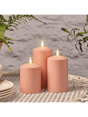 Lights4fun Orange Outdoor Battery Operated TruGlow Candles Set of 3