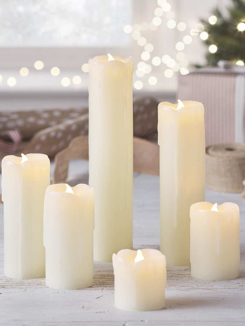 Lights4fun Natural 6 Slim LED Battery Candles with Dripping Wax, UK version
