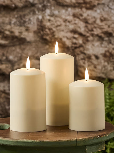 Next Lights4fun Natural TruGlow Solar Pillar LED Candle Trio- Buy online at McGrocer