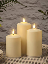 Next Lights4fun Set of 3 TruGlow Rechargeable Pillar Candles (15, 12.5, 10cm)- Buy online at McGrocer