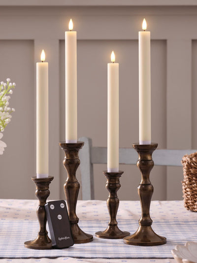 Next Lights4fun Set of 4 Natural Rechargeable TruGlow Taper Candles 25 cm- Buy online at McGrocer