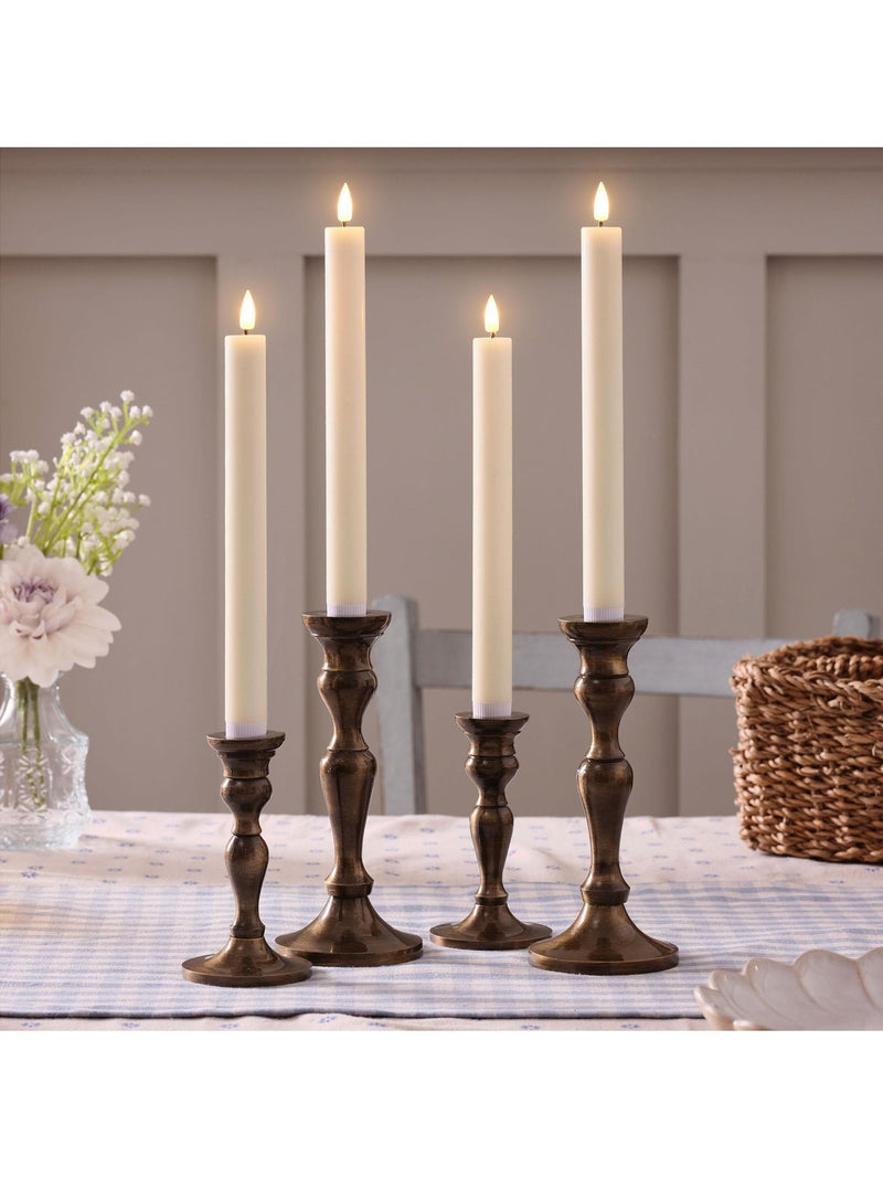 Lights4fun set of 4 natural rechargeable taper candles 25 cm, UK version