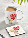 Loveabode personalised Valentine mug and coaster set 11oz, imported from the UK