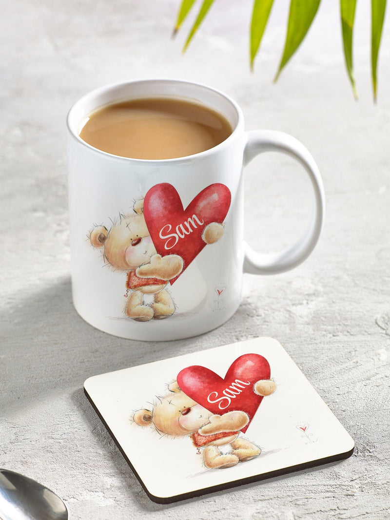 Loveabode personalised Valentine mug and coaster set 11oz, imported from the UK
