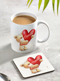 Loveabode personalised Valentine mug and coaster set 11oz, imported from the UK