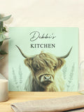 PMC Highland Cow glass chopping board, imported from the UK