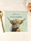 PMC Highland Cow glass chopping board, imported from the UK