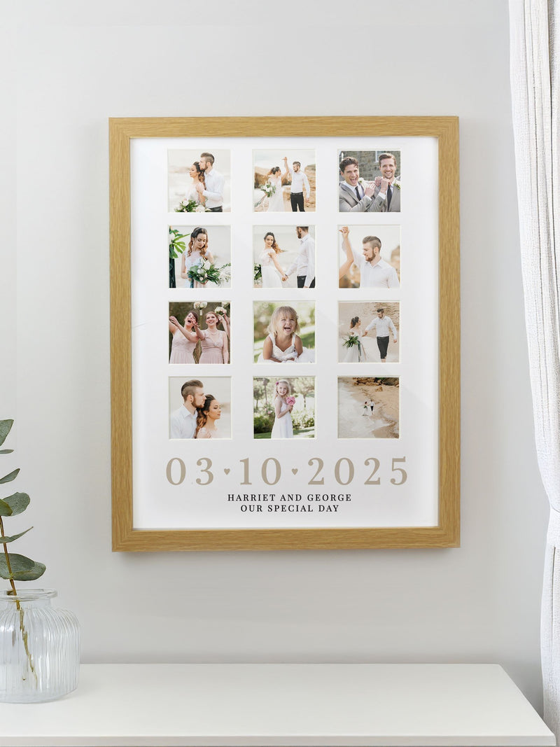 PMC white burgundy personalised photo frame, UK version