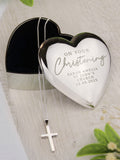 PMC Christening trinket box and cross necklace, imported from the UK