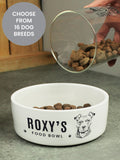 PMC personalised ceramic dog bowl with breed illustration (British brand)