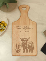 Next PMC Personalised Highland Cow Wooden Chopping Board 34cm x 16cm- Buy online at McGrocer