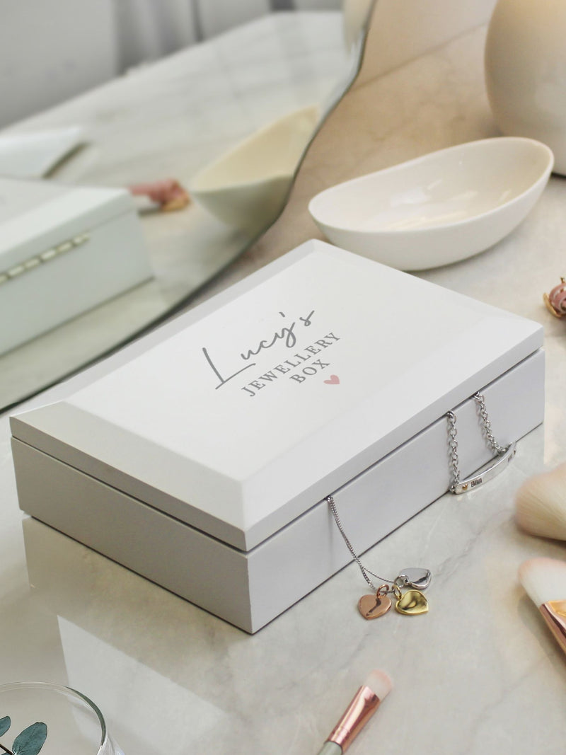 PMC personalised wooden jewellery box 5x17.8x12.7cm, imported from the UK