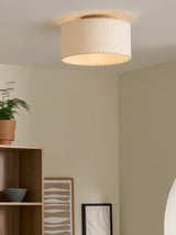 Next MADE.COM Neutra Flush Ceiling Light Cream/Wood 34cm Diameter- Buy online at McGrocer