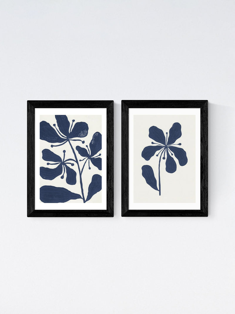 East End Prints black navy floral framed art prints - British product