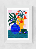 East End Prints white tulips coffee framed art print - British product