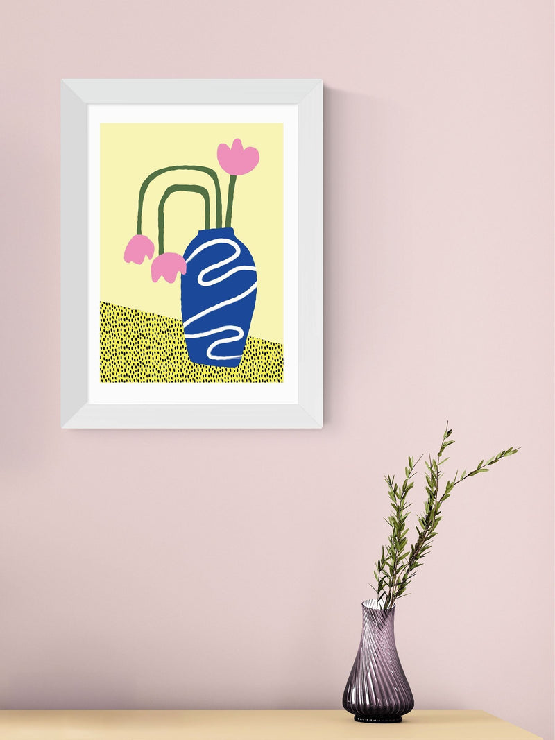 East End Prints white wilted flowers framed art print - British product
