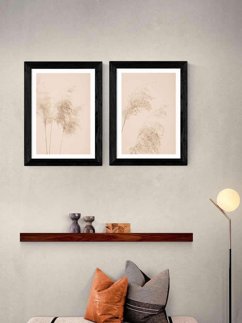East End Prints black pampas grass framed art print set - British product