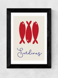 East End Prints black sardines framed art print - British product