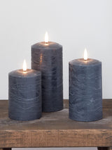 Next Lights4fun Grey TruGlow LED Pillar Candle Trio 3 Pieces- Buy online at McGrocer