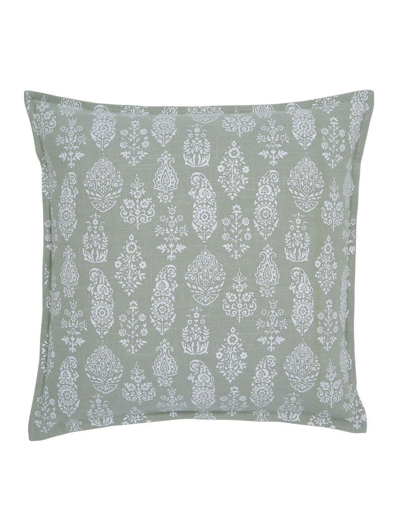 Murmur Mourne green paisley cushion 50cm, imported from the UK