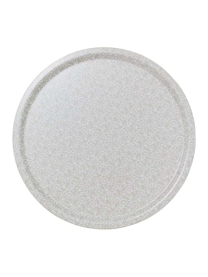Melamine tray with floral pattern in linen colourway, 46cm diameter, imported from the UK