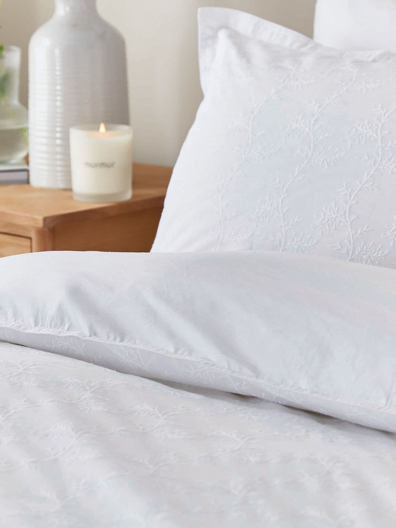 Murmur White Bea 100% Cotton Duvet Cover and Pillowcase Set
