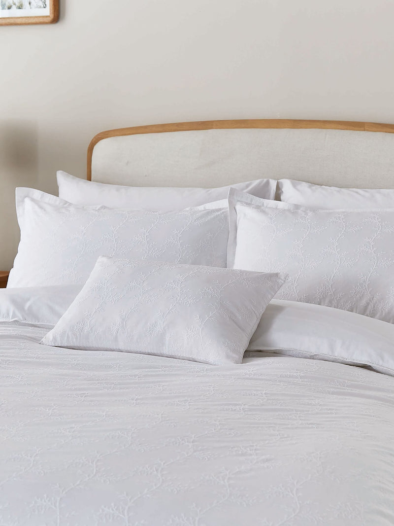 Murmur White Bea 100% Cotton Duvet Cover and Pillowcase Set
