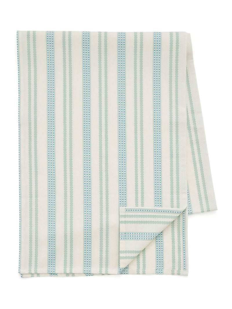 Land & Shore green ticking stripe table runner, UK version