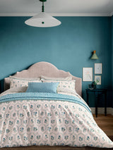 Next Land & Shore Green Ella's Cross-Stitch Duvet Cover and Pillowcase Set- Buy online at McGrocer