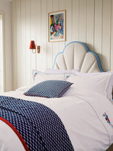 Next Land & Shore Blue Inis Hand Stitched 100% Cotton Decorative Throw, 150 x 225cm- Buy online at McGrocer
