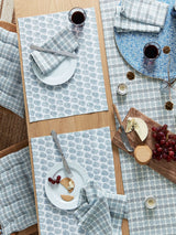 Next Murmur Ballintoy Blue Tara Woven Table Runner 40 x 230cm- Buy online at McGrocer