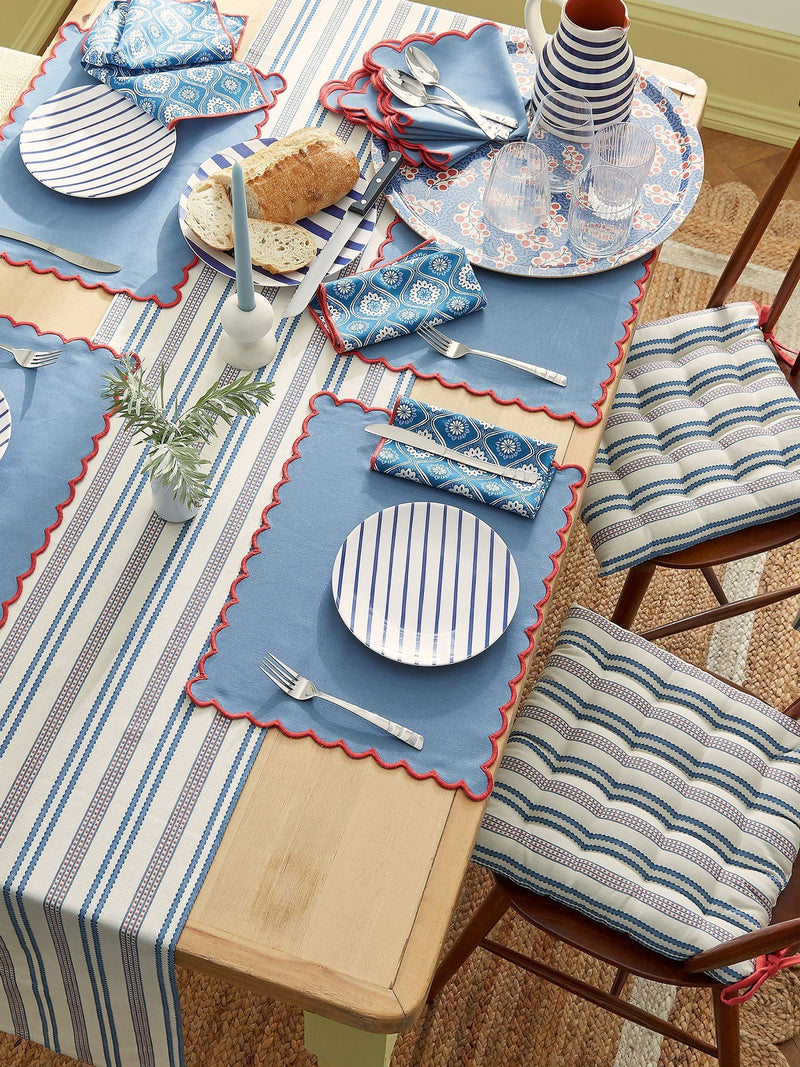 Land & Shore blue red scallop placemat pair, UK version